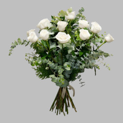 DOCENA DE ROSAS TALLO LARGO BLANCAS