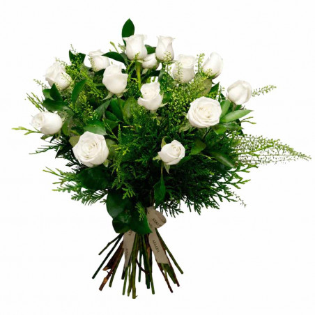 DOCENA DE ROSAS BLANCAS TALLO MEDIO