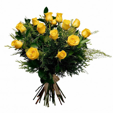 DOCENA DE ROSAS AMARILLAS TALLO MEDIO