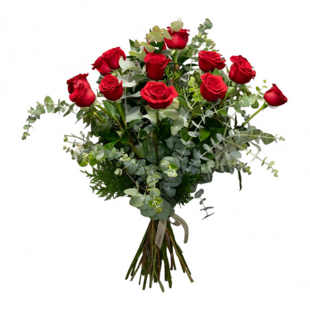 DOCENA DE ROSAS TALLO LARGO ROJAS