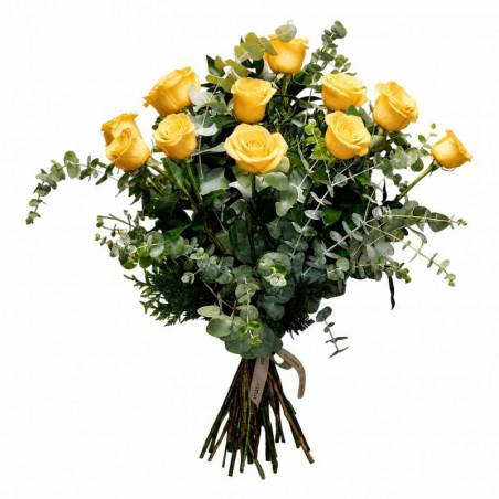 DOCENA DE ROSAS TALLO LARGO AMARILLAS