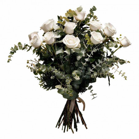 DOCENA DE ROSAS TALLO LARGO BLANCAS
