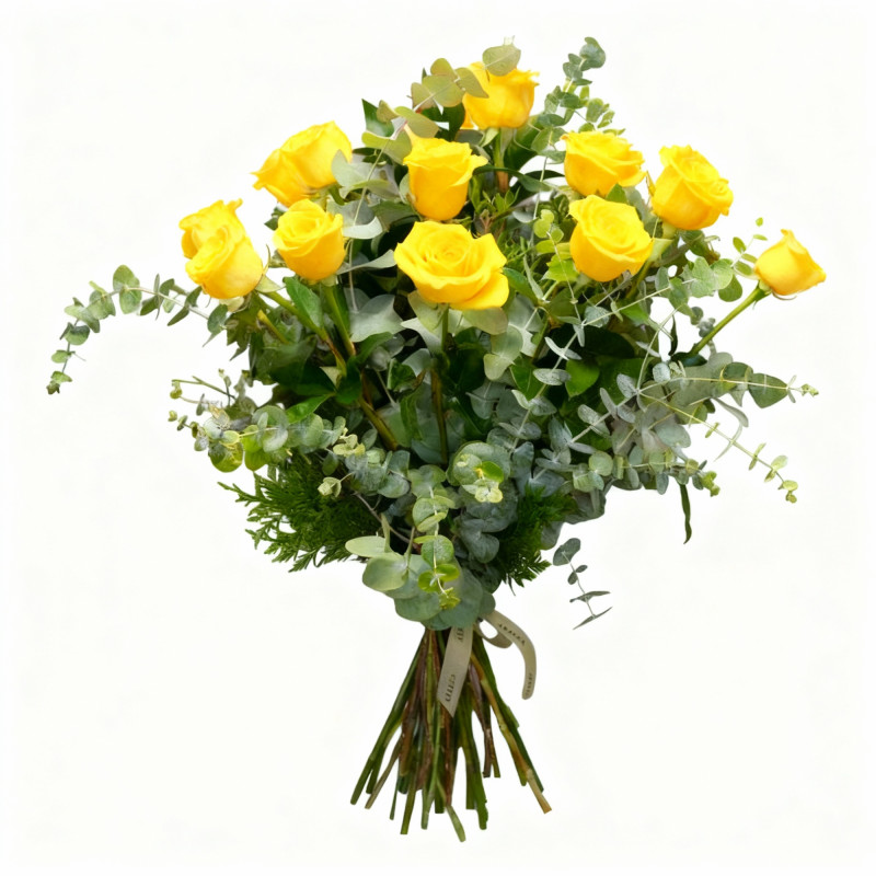 DOCENA DE ROSAS TALLO LARGO AMARILLAS