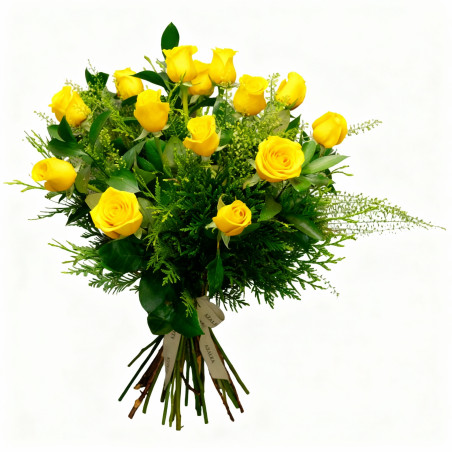 DOCENA DE ROSAS AMARILLAS TALLO MEDIO